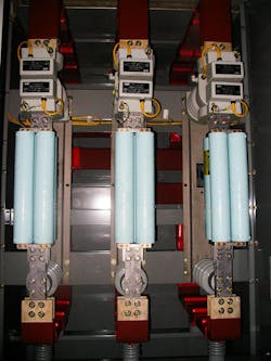 CLiP current limiting protectors, view from top. These protectors mitigate wildfire risk by clearing faults in less than one-half of an electrical cycle. CLiP current limiting protectors, view from top. These protectors mitigate wildfire risk by clearing faults in less than one-half of an electrical cycle.