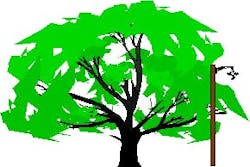 Spacer cable with respect to tree trimming. Graphics by Marmon Utility. Spacer cable with respect to tree trimming. Graphics by Marmon Utility.