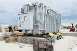 A new 345-kV/138-kV transformer was installed to support the interconnection of two facilities with a combined total of 450 MW of solar and 125 MW of battery storage in southeastern Wisconsin. The generation developments will be jointly owned by ATC customers and utility owners We Energies, Wisconsin Public Service, and Madison Gas and Electric when in service by the end of 2024. A new 345-kV/138-kV transformer was installed to support the interconnection of two facilities with a combined total of 450 MW of solar and 125 MW of battery storage in southeastern Wisconsin. The generation developments will be jointly owned by ATC customers and utility owners We Energies, Wisconsin Public Service, and Madison Gas and Electric when in service by the end of 2024.
