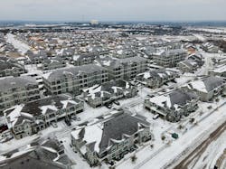 March 2021, sunrise over Texas Landscape covered in White Powder Snow during winter storm Uri over a foot of fresh snow in Round Rock north of Austin, Texas, USA. March 2021, sunrise over Texas Landscape covered in White Powder Snow during winter storm Uri over a foot of fresh snow in Round Rock north of Austin, Texas, USA.