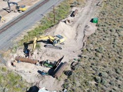 Aerial photo of Iowa Trenchless basic railway auger boring jobsite Aerial photo of Iowa Trenchless basic railway auger boring jobsite