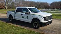 Davey Tree employees drive Ford F-150 Lightning trucks. Davey Tree employees drive Ford F-150 Lightning trucks.