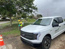 UVM Lead Specialist Dan Defelice, pictured using a TGR backpack sprayer, and Chris Fleming operate the Ford F-150 Lightning, in San Diego, California. UVM Lead Specialist Dan Defelice, pictured using a TGR backpack sprayer, and Chris Fleming operate the Ford F-150 Lightning, in San Diego, California.