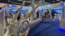 Monopole power transmission equipment by Jiangsu SHEMAR Power Co. on the IEEE PES T&D show floor. Monopole power transmission equipment by Jiangsu SHEMAR Power Co. on the IEEE PES T&D show floor.