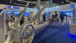 Monopole power transmission equipment by Jiangsu SHEMAR Power Co. on the IEEE PES T&D show floor. Monopole power transmission equipment by Jiangsu SHEMAR Power Co. on the IEEE PES T&D show floor.