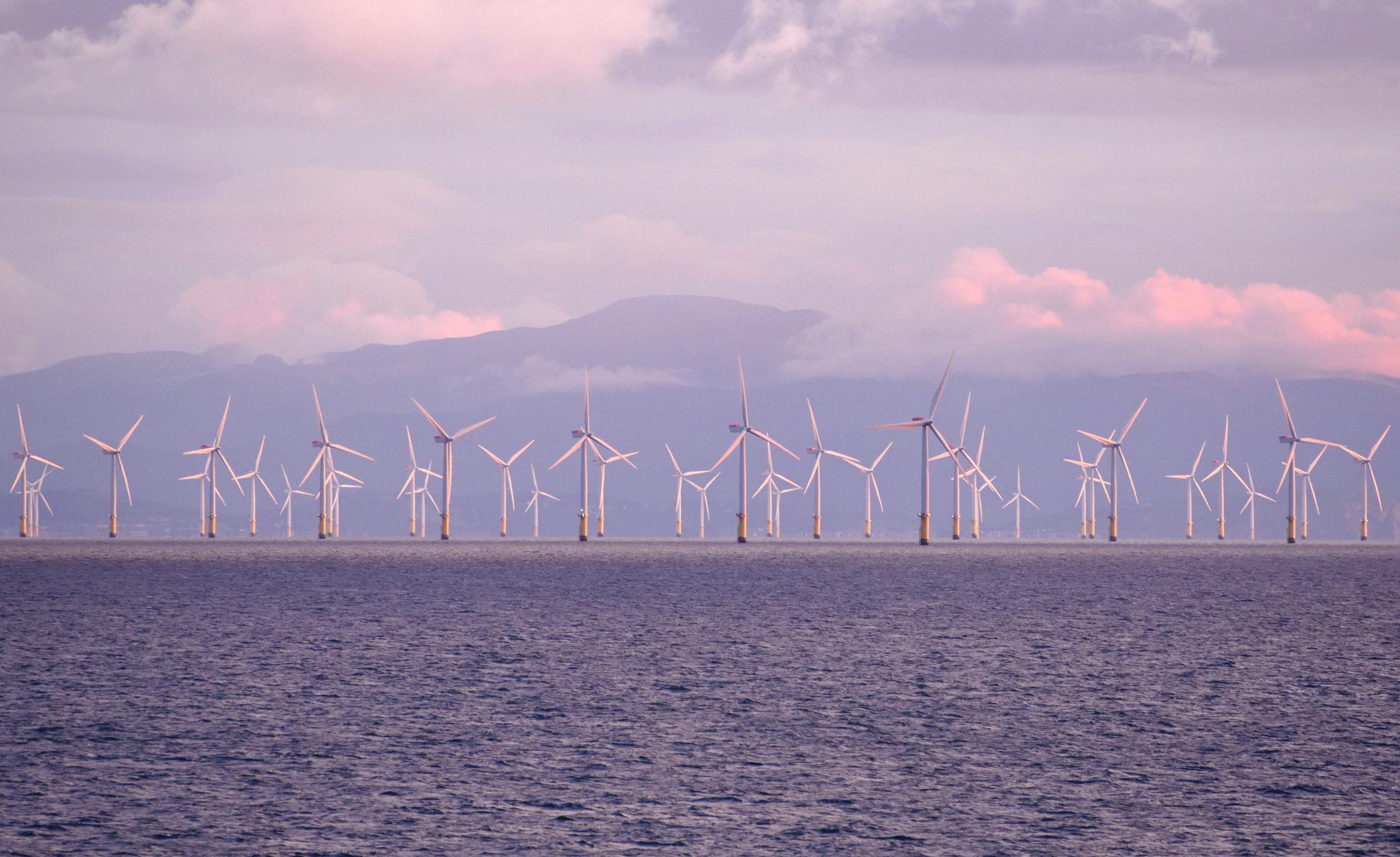 Offshore wind turbines in the Irish Sea.