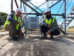 Technicians have easy access to steel enclosure junction cabinet and control equipment mounted at the base of the camera-equipped transmission towers. Technicians have easy access to steel enclosure junction cabinet and control equipment mounted at the base of the camera-equipped transmission towers.