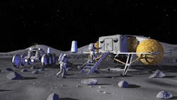 Lunar outpost concept art. Photo courtesy of NASA Lunar outpost concept art. Photo courtesy of NASA