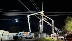 Entergy Mississippi crews replacing distribution poles. Entergy Mississippi crews replacing distribution poles.