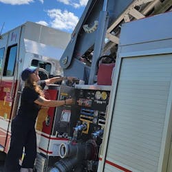 Apprentice Mel Dawe is not only in line work, but she also serves as a volunteer firefighter in her community in her free time. Apprentice Mel Dawe is not only in line work, but she also serves as a volunteer firefighter in her community in her free time.