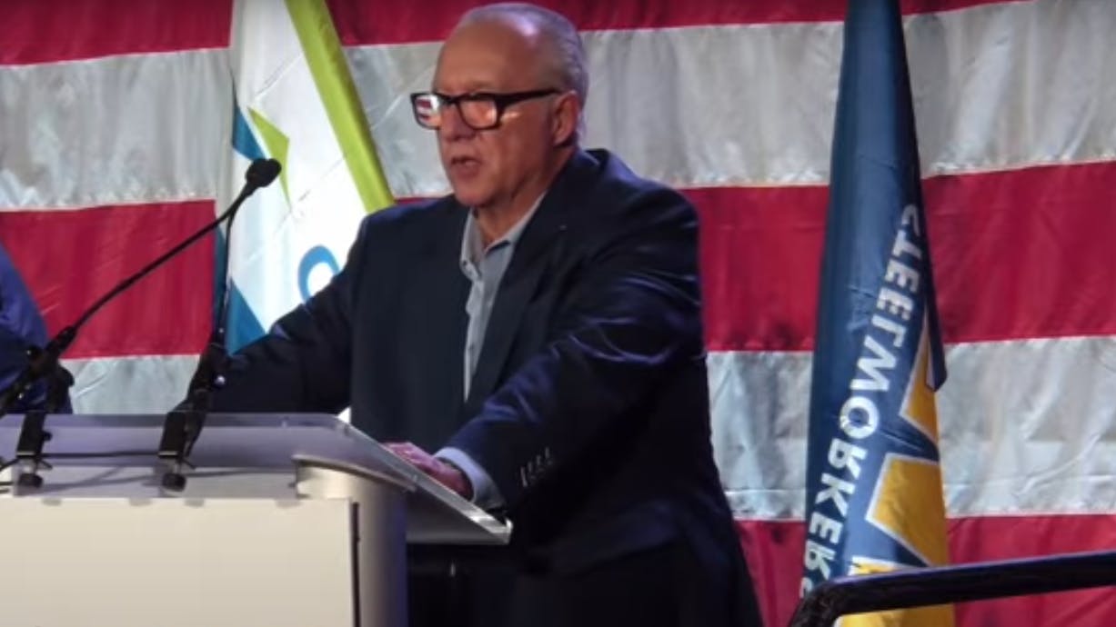 Cleveland-Cliffs' Lourenco Goncalves addresses a gathering of workers and officials in Weirton, West Virginia, on July 22.