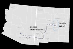 Map of the SunZia Transmission Project. Map of the SunZia Transmission Project.