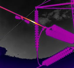 Thermal image, taken from a drone’s infrared camera, of a potential trouble spot. Thermal image, taken from a drone’s infrared camera, of a potential trouble spot.