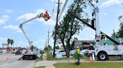 Our work continues across the Greater Houston area as part of our resiliency initiative. Here a crew in southeast Houston replaces a wooden distribution pole with a composite pole. Our work continues across the Greater Houston area as part of our resiliency initiative. Here a crew in southeast Houston replaces a wooden distribution pole with a composite pole.