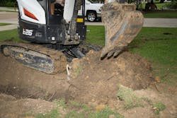 GSE Integrated, the company hired to install the EV charging equipment, dug the trench for the electrical conduits needed to supply power to the charging stations. GSE Integrated, the company hired to install the EV charging equipment, dug the trench for the electrical conduits needed to supply power to the charging stations.