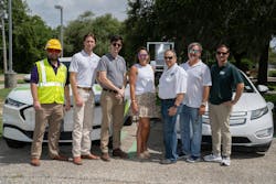 From left to right: Cleco Power employees Kale Scheuermann, engineer II, Darwin Ebare, intern, and Richard Biedenharn, EV program Manager, celebrate the completion of the EV charging stations with Leslie Landry, president and CEO of the Northshore Community Foundation, Jim MacPherson, executive director of the Maritime Museum, Alexis Hocevar, president of the museum’s board of directors, and Erik Mollerberg, lead operations manager for GSE Integrated. From left to right: Cleco Power employees Kale Scheuermann, engineer II, Darwin Ebare, intern, and Richard Biedenharn, EV program Manager, celebrate the completion of the EV charging stations with Leslie Landry, president and CEO of the Northshore Community Foundation, Jim MacPherson, executive director of the Maritime Museum, Alexis Hocevar, president of the museum’s board of directors, and Erik Mollerberg, lead operations manager for GSE Integrated.