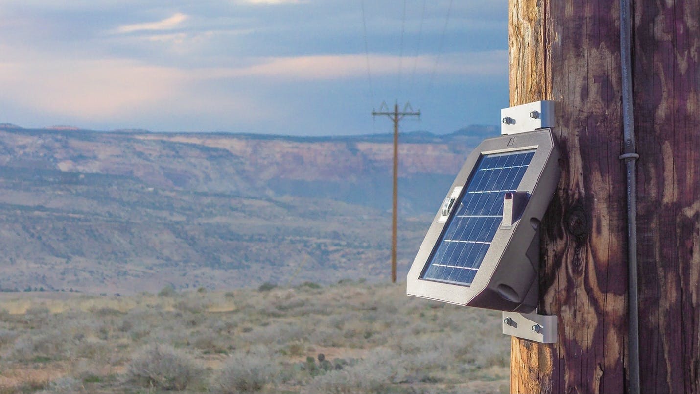 Gridware&rsquo;s pole-mounted sensor.