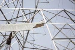 Connection rupture failure of an angle member. Connection rupture failure of an angle member.