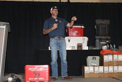 Chad Schimpf from Ameren Illinois led the 2024 International Lineman’s Rodeo Safety Conference and worked with the team from the ILRA to give out raffle prizes to the attendees. Chad Schimpf from Ameren Illinois led the 2024 International Lineman’s Rodeo Safety Conference and worked with the team from the ILRA to give out raffle prizes to the attendees.