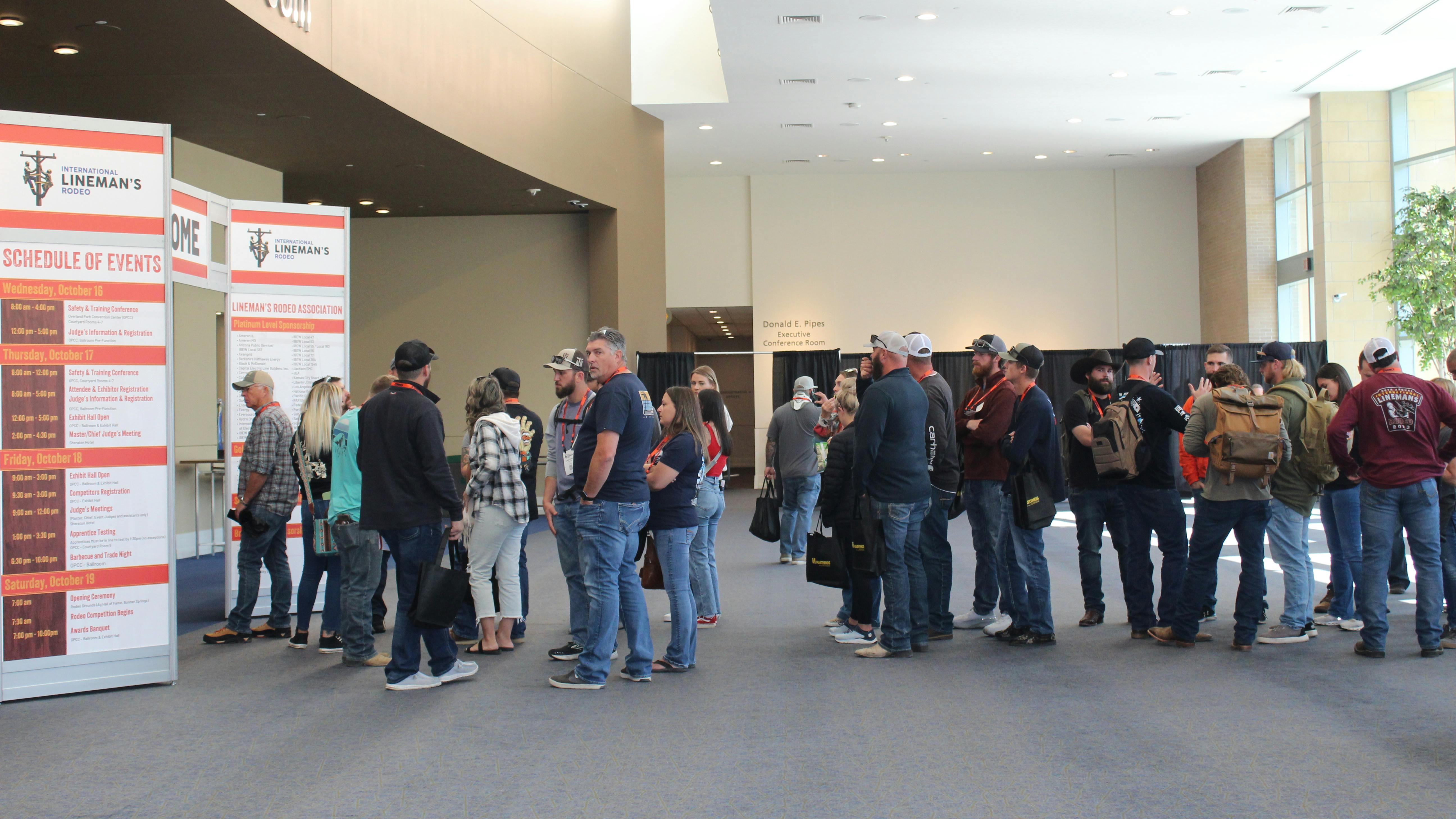 Lineworkers and their families lined up outside the Exhibit Hall for the opportunity to test out new tools and technologies and enter giveaways.