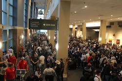 Lineworkers flooded the first hall of the convention center to swap shirts during Trade Night. Lineworkers flooded the first hall of the convention center to swap shirts during Trade Night.