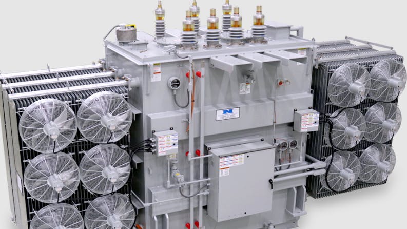 A transformer built by Niagara Power Transformer, which was recently acquired by Quanta Services