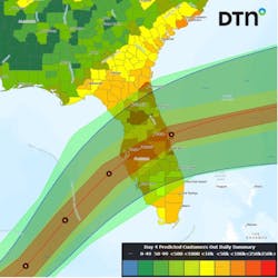 Integrating multiple data streams including infrastructure, weather forecasts, topography and service areas into predictive modeling provides a more complete view of outage risk before impact. Nearly three days before landfall, predictive outage modeling was within 98% accuracy. Integrating multiple data streams including infrastructure, weather forecasts, topography and service areas into predictive modeling provides a more complete view of outage risk before impact. Nearly three days before landfall, predictive outage modeling was within 98% accuracy.