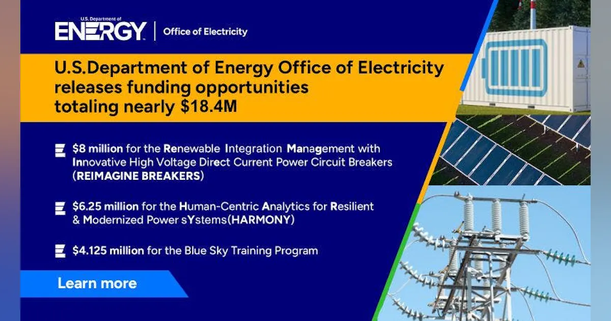 DOE Releases Three Funding Opportunities for R&D of Electricity Grid Technologies DOE Releases Three Funding Opportunities for R&D of Electricity Grid Technologies