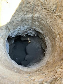 A fissure found while drilling foundation. A fissure found while drilling foundation.