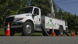 Terex EV bucket truck combines the Terex HyPower SmartPTO by Viatec with the International eMV Series battery-electric vehicle (BEV), containing a 33,000-GVW chassis with a Terex Optima 55-ft aerial device. Terex EV bucket truck combines the Terex HyPower SmartPTO by Viatec with the International eMV Series battery-electric vehicle (BEV), containing a 33,000-GVW chassis with a Terex Optima 55-ft aerial device.