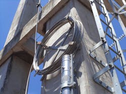 An optical ground wire cable (OPGW) with splice box. OPGW cables are widely used in Brazil because of their superior reliability compared to other types of fiber cables, including buried ones. An optical ground wire cable (OPGW) with splice box. OPGW cables are widely used in Brazil because of their superior reliability compared to other types of fiber cables, including buried ones.