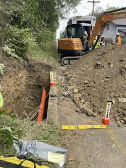 Mismarked gas main damage. Mismarked gas main damage.