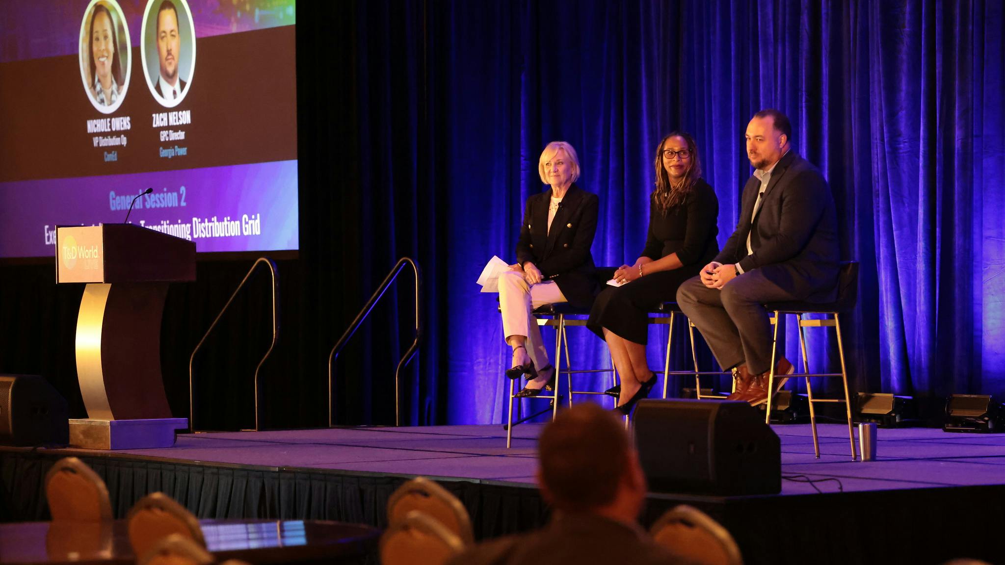 speakers on stage at T&D World Live