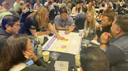 A breakout group at Hawaiian Electric’s Wildfire Safety Symposium in April 2024 discusses collective actions for wildfire safety during day 2 of the symposium on Hawaiʻi Island.