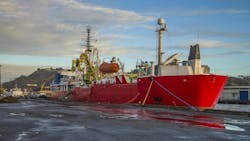 Submarine cable laying vessel. Submarine cable laying vessel.