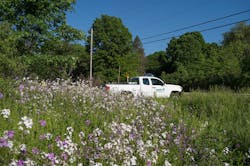 A Davey Resource Group truck is shown in a ROW. A Davey Resource Group truck is shown in a ROW.