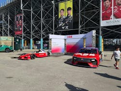 ABB Formula E car and the ABB NASCAR EV Prototype. ABB Formula E car and the ABB NASCAR EV Prototype.