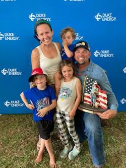 Ivan White and his family are shown at the 2024 Florida Lineman's Rodeo, where his team took home first place. Ivan White and his family are shown at the 2024 Florida Lineman's Rodeo, where his team took home first place.