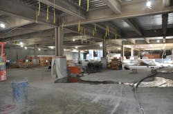 Construction photograph of first below grade floor future installation of medium voltage switchgear. Construction photograph of first below grade floor future installation of medium voltage switchgear.