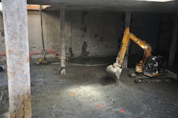 Construction photograph of excavator digging out Third below grade floor future location of Gas insulated switchgear. Construction photograph of excavator digging out Third below grade floor future location of Gas insulated switchgear.