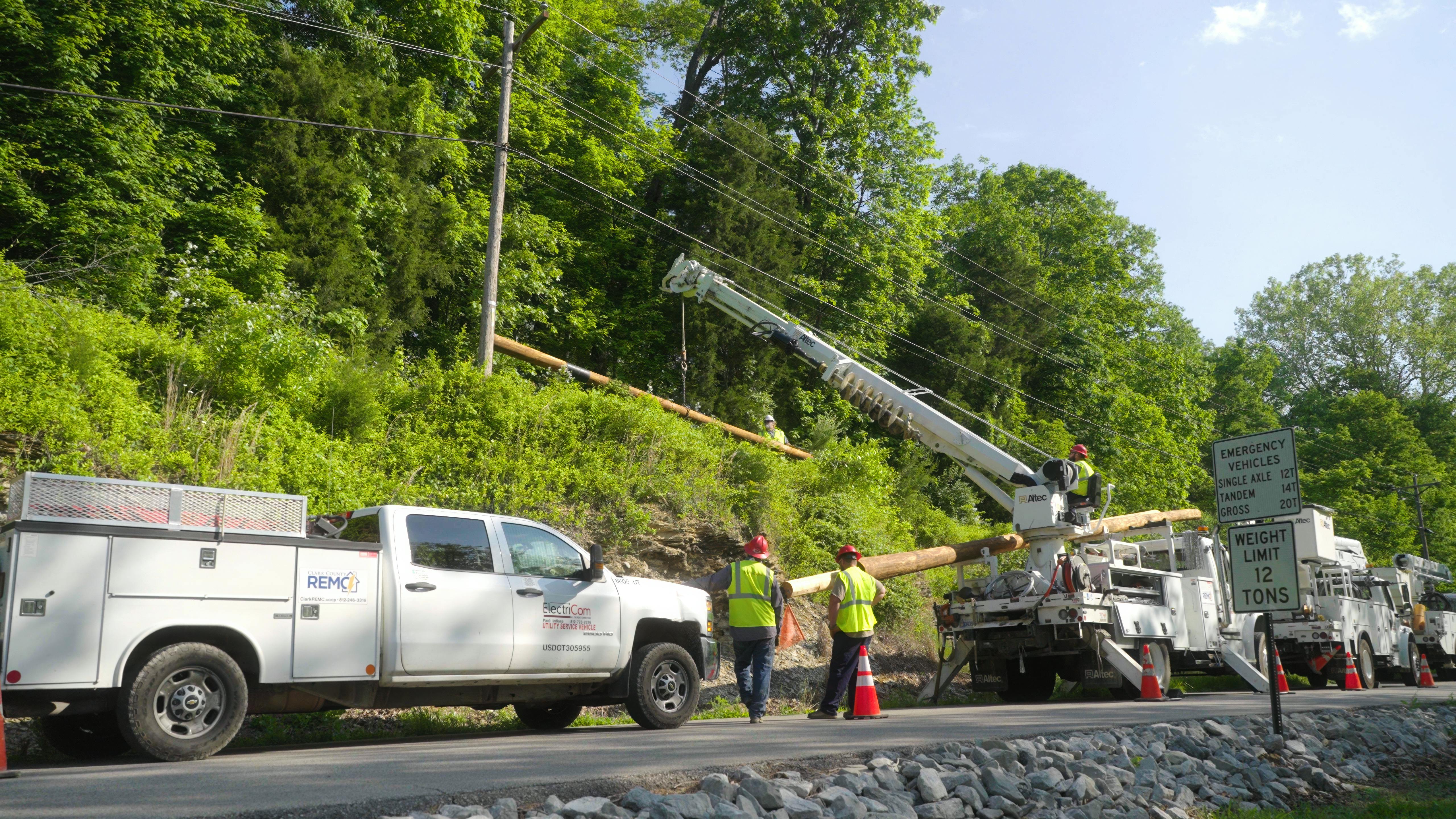 A utility crew operates a boom truck while working on a distribution line. For early adopters, simulation training is an addition that is proving to be a game changer for the utility industry.