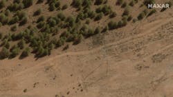 : Maxar’s GeoEye-1 HD image from September 24, 2024, shows transmission and distribution lines near a substation along the California-Oregon border. The resolution of this image allows the utility company to monitor vegetation encroachment near the lines. : Maxar’s GeoEye-1 HD image from September 24, 2024, shows transmission and distribution lines near a substation along the California-Oregon border. The resolution of this image allows the utility company to monitor vegetation encroachment near the lines.