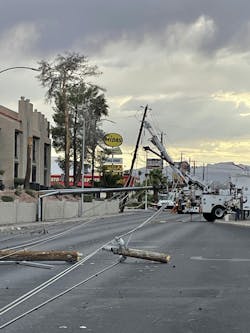 The high winds caused wire down in this area of NV Energy's service territory. The high winds caused wire down in this area of NV Energy's service territory.