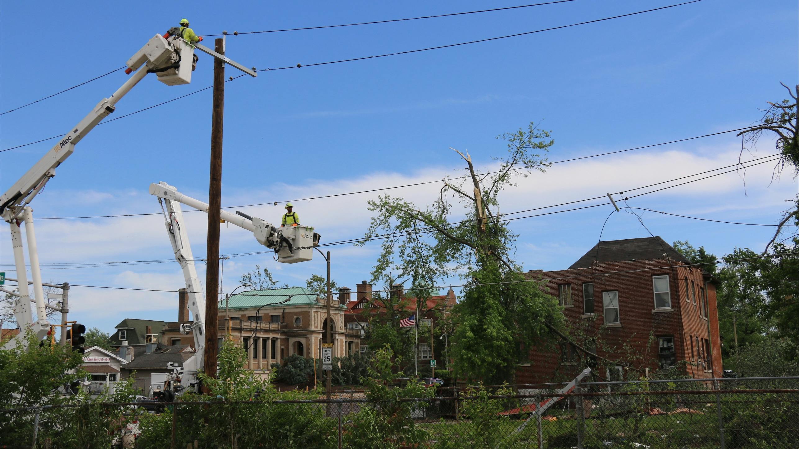 crews setting a pole