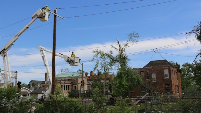 crews setting a pole