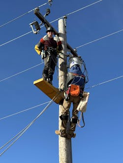 AJ Bruns trains to become a future lineworker as part of a program at DMACC. AJ Bruns trains to become a future lineworker as part of a program at DMACC.