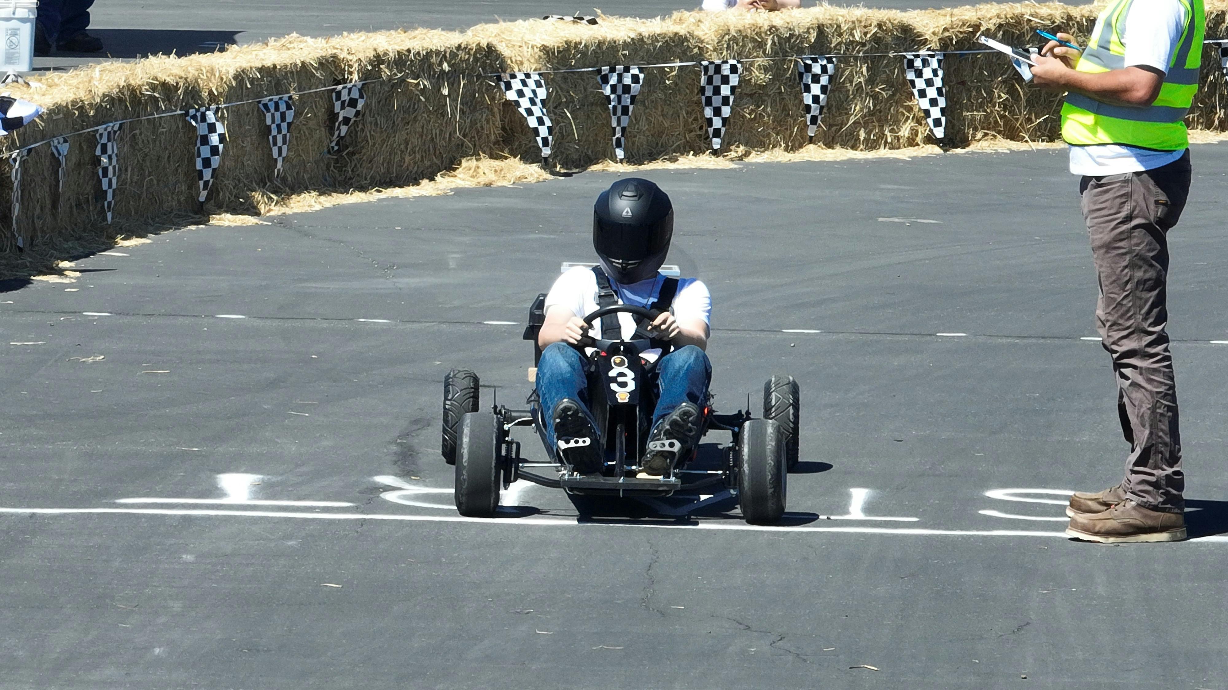 An EV Challenge participant prepares to start a race heat at PG&E&rsquo;s Electric Safety Academy in Livermore, California.