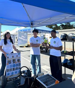 Team NEED 4 Speed, Ariana Bajaj, Patrick Chen, and Xavier Nero, present their go-kart design to judges. Team NEED 4 Speed, Ariana Bajaj, Patrick Chen, and Xavier Nero, present their go-kart design to judges.