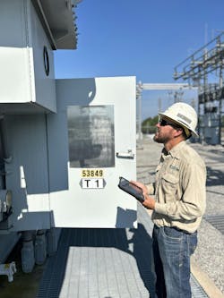 Zach Wilken, a UCEMC substation technician, records substation transformer readings as part of UCEMC’s ongoing digital inspection and maintenance efforts. Zach Wilken, a UCEMC substation technician, records substation transformer readings as part of UCEMC’s ongoing digital inspection and maintenance efforts.