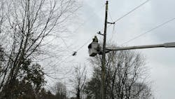 Ameren Illinois lineworkers place the LineVue robot onto sub-transmission power lines, while a lineworker or engineer on the ground operates the device to inspect sub-transmission power lines. Ameren Illinois lineworkers place the LineVue robot onto sub-transmission power lines, while a lineworker or engineer on the ground operates the device to inspect sub-transmission power lines.